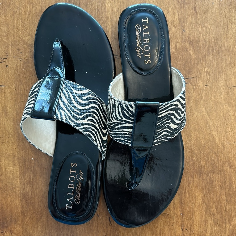 Talbots Zebra-Striped Sandals, Size 6 1/2